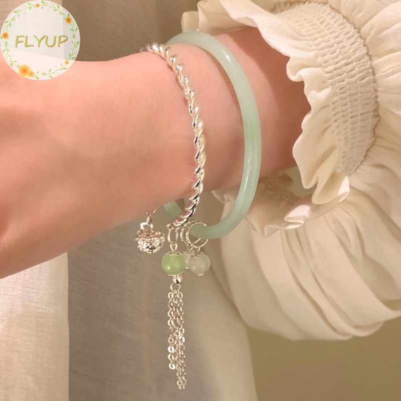 Flyup Vòng Tay Hở Màu Xanh Lá Cây Phong Cách vintage Thời Trang Có Thể Điều Chỉnh Kích Thước Cho Nữ vn
