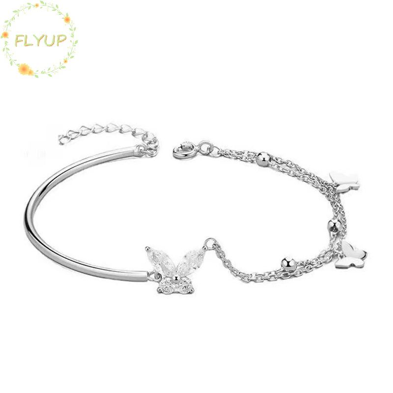 Flyup Vòng Tay Nhiều Lớp Màu Bạc zircon Hình Bướm Lấp Lánh Thời Trang Cho Nữ vn