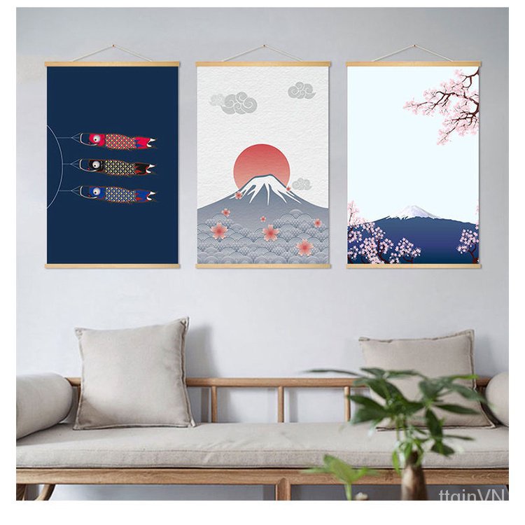 Tranh Treo Tường Gỗ Trơn Kiểu Nhật Bản Trang Trí Phòng Khách / Ăn sushi / Nhà Hàng