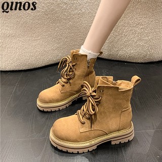 Qinos Giày Bốt martin Mỏng Thoáng Khí Đế Dày Thời Trang Cá Tính