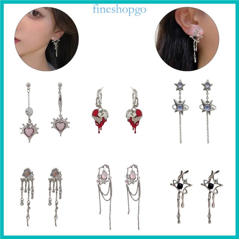 Khuyên Tai Tua Rua Dài Hình Trái Tim Phong Cách Hiphop