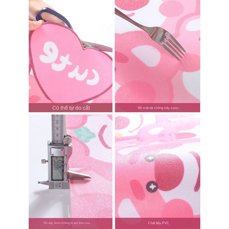 Thảm Lót Sàn Nhà Hình Gấu Và Dâu Tây Bằng pvc Không Cắt Lỗ