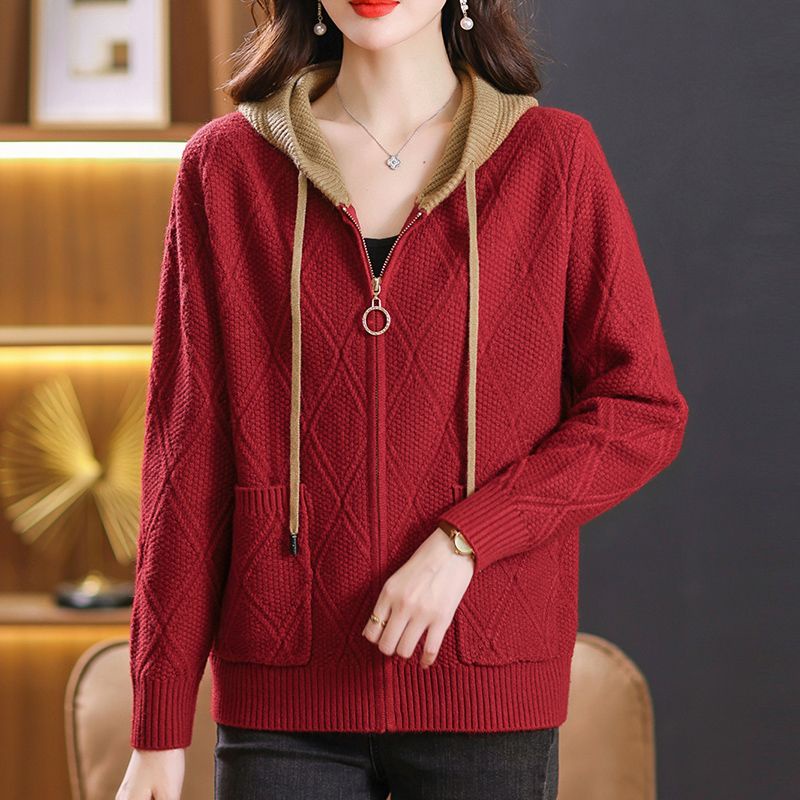 Áo Khoác Hoodie Có Khóa Kéo Dáng Rộng Phong Cách Mới Dành Cho Phụ Nữ Trung Niên