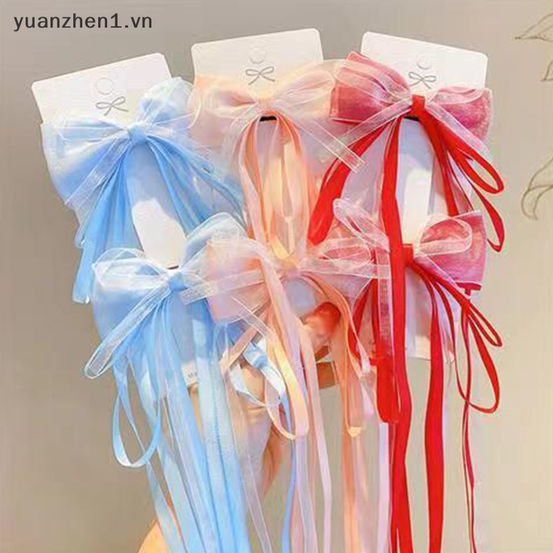 1 Cặp Kẹp Tóc Nơ Ruy Băng Dài Ngọt Ngào Cho Nữ vn