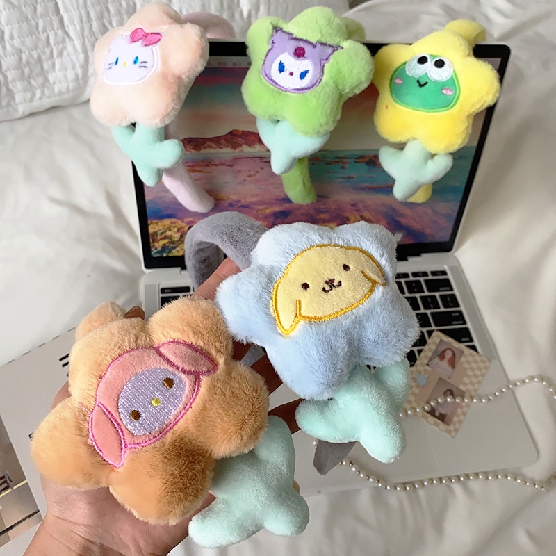 Băng đô cài tóc rửa mặt Vải Bông Họa Tiết Hoa Hướng Dương Hoạt Hình Dễ Thương