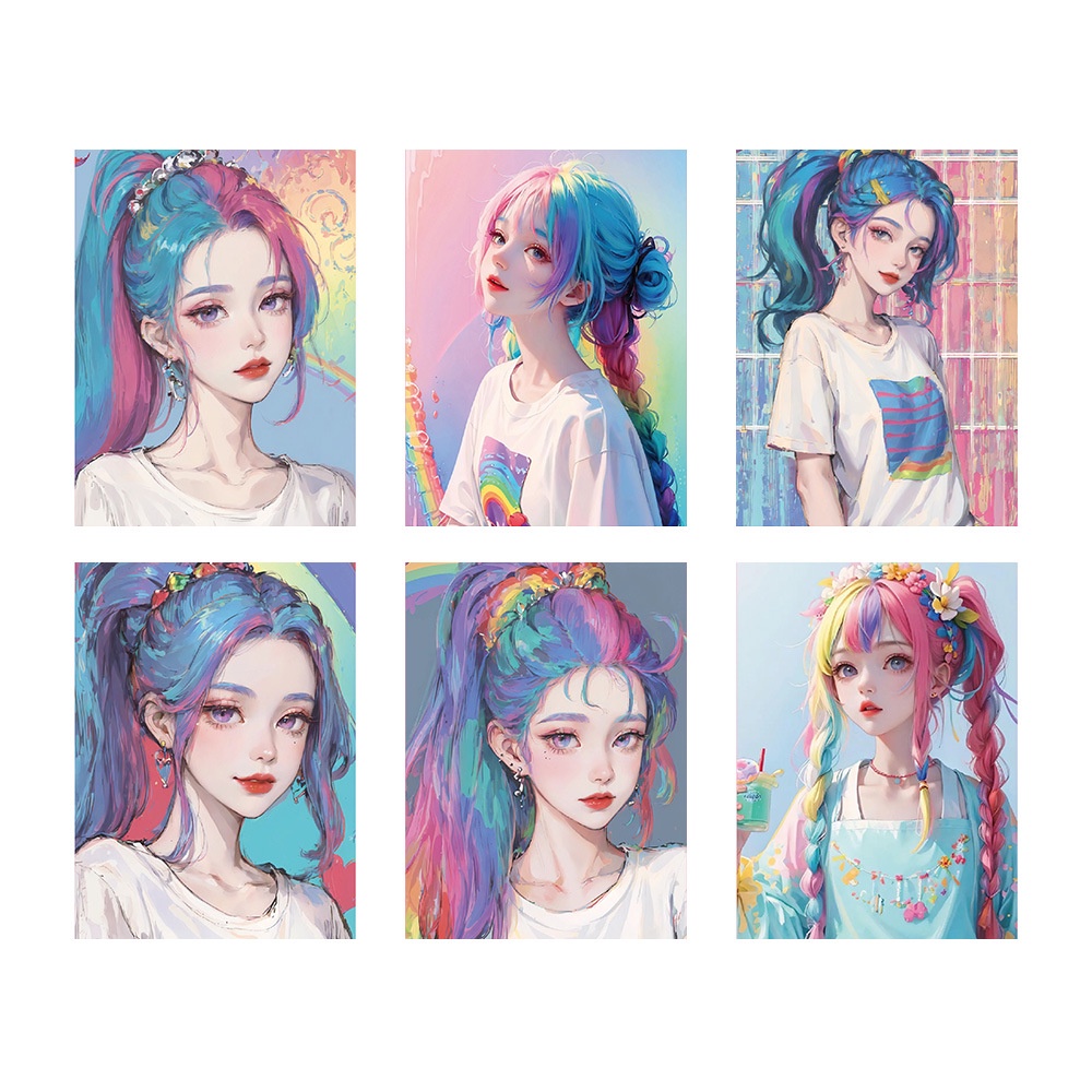 Bộ 60 Miếng Dán Trang Trí Mũ Bảo Hiểm / Bút Chì Họa Tiết Hoạt Hình graffiti Màu Cầu Vồng Xinh Xắn