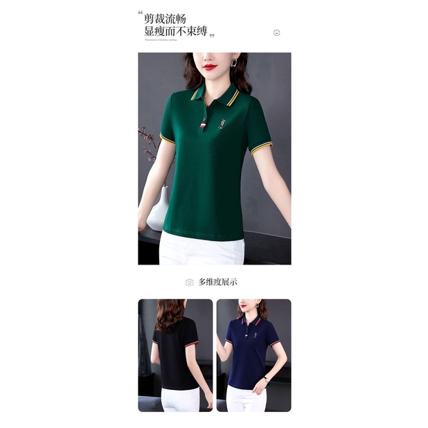 Áo Thun polo 100% Cotton Tay Ngắn Dáng Rộng Phong Cách Mới Cho Nữ