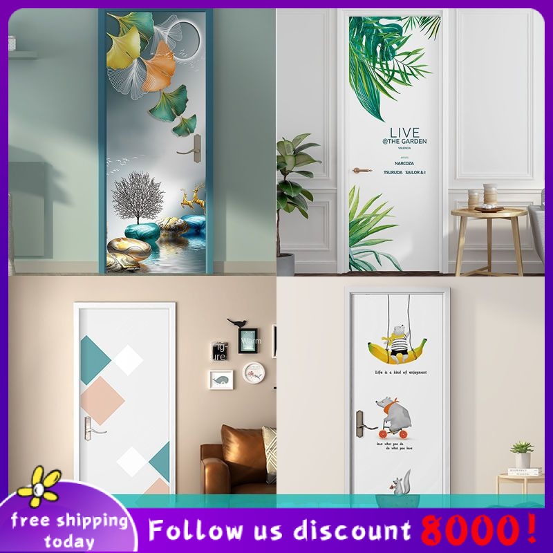Se7ven✨Thickened door stickers wood door veneer creative patterns bedroom old door renovation sticke