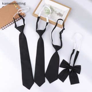 Kkmoon Cà Vạt Đồng Phục Học Sinh Màu Đen Phối Khóa Kéo Đơn Giản Cho Nam Nữ