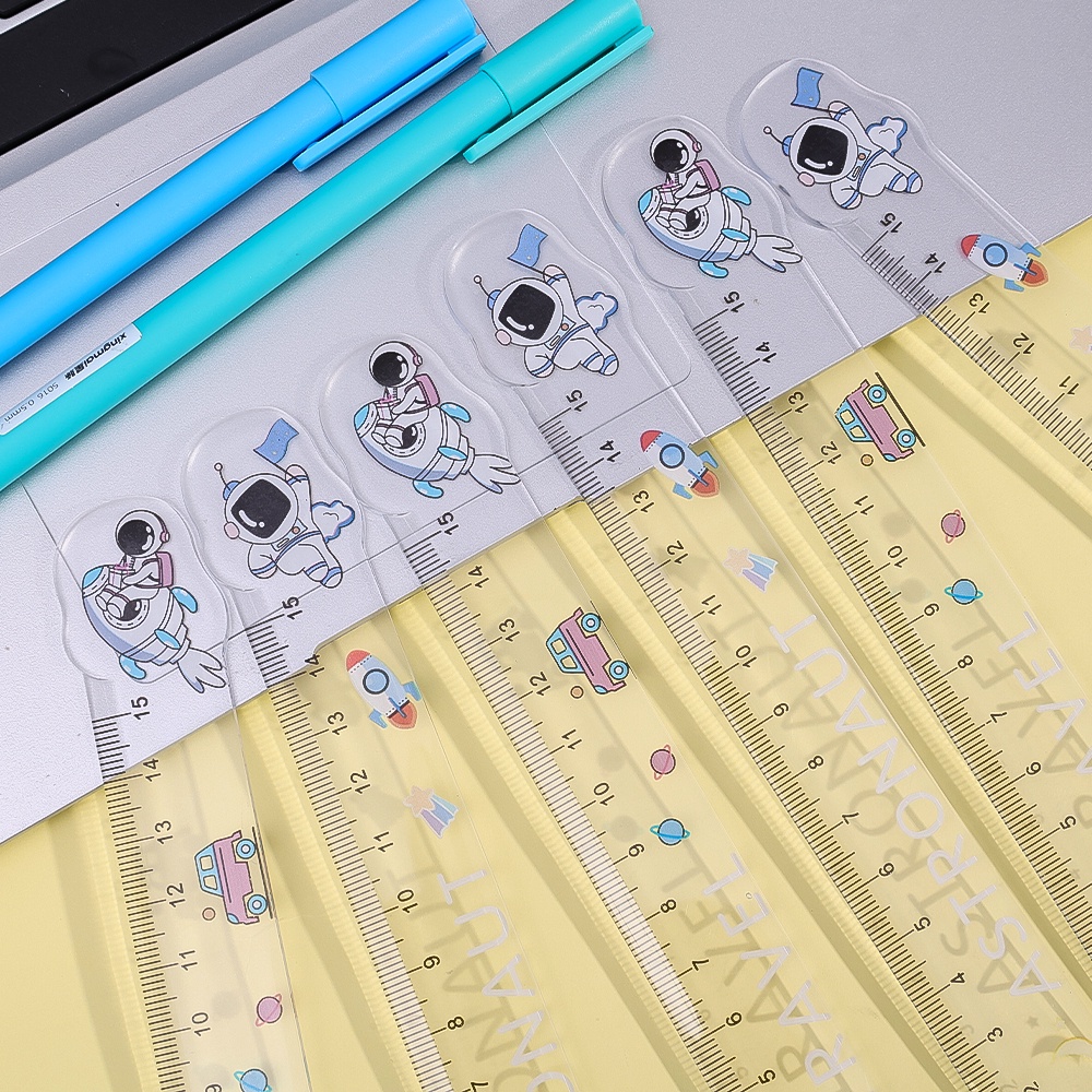Thước Kẻ Thẳng / Thước Kẻ Hình Phi Hành Gia Hoạt Hình 15cm Bằng acrylic Trong Suốt Đơn Giản Sáng Tạo Đa Năng Cho Văn Phòng / Trường Học