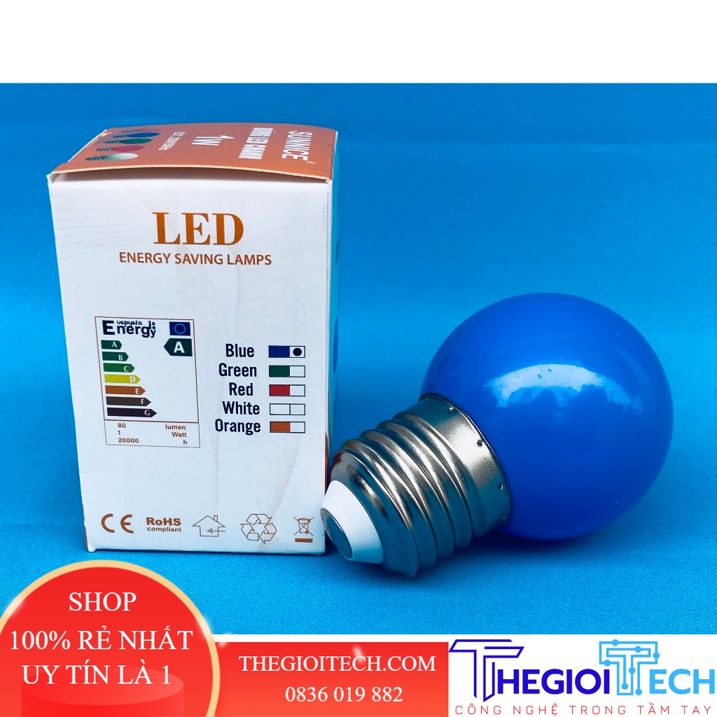 BÓNG CHANH 1W (XANH DƯƠNG) Ren vặn E27, Bóng led, vỏ nhựa, không sinh nhiệt khi thắp