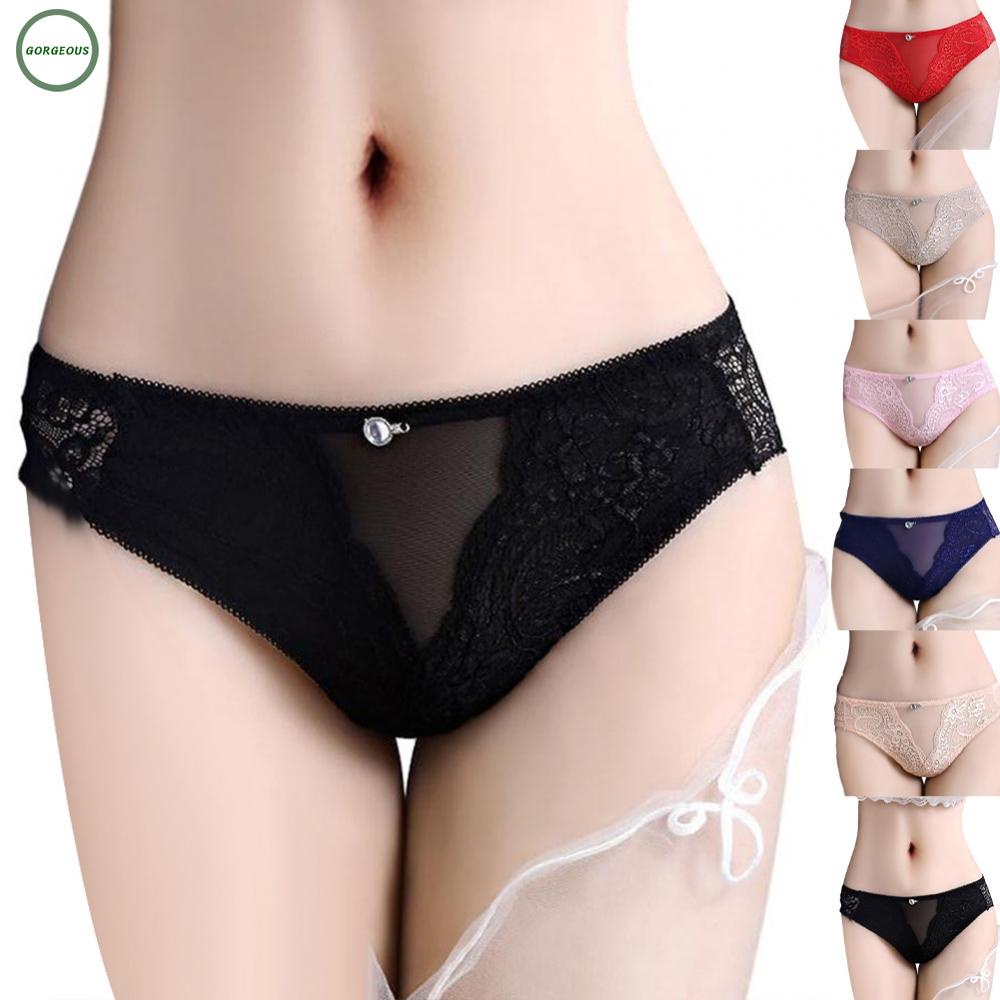New Coming~Panties Ultra-thin Breathable Hollow Lace Mesh Mid-waist Pure Cotton Sexy#Home Essentialses