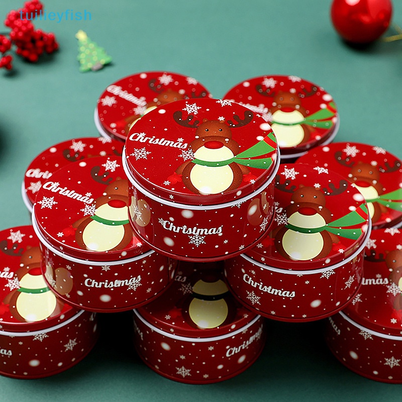 Hộp Kim Loại Thiếc Hình Vuông Đựng Bánh Kẹo Giáng Sinh