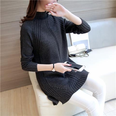 Áo sweater Dệt Kim Tay Dài Cổ Cao Thời Trang Cho Nữ