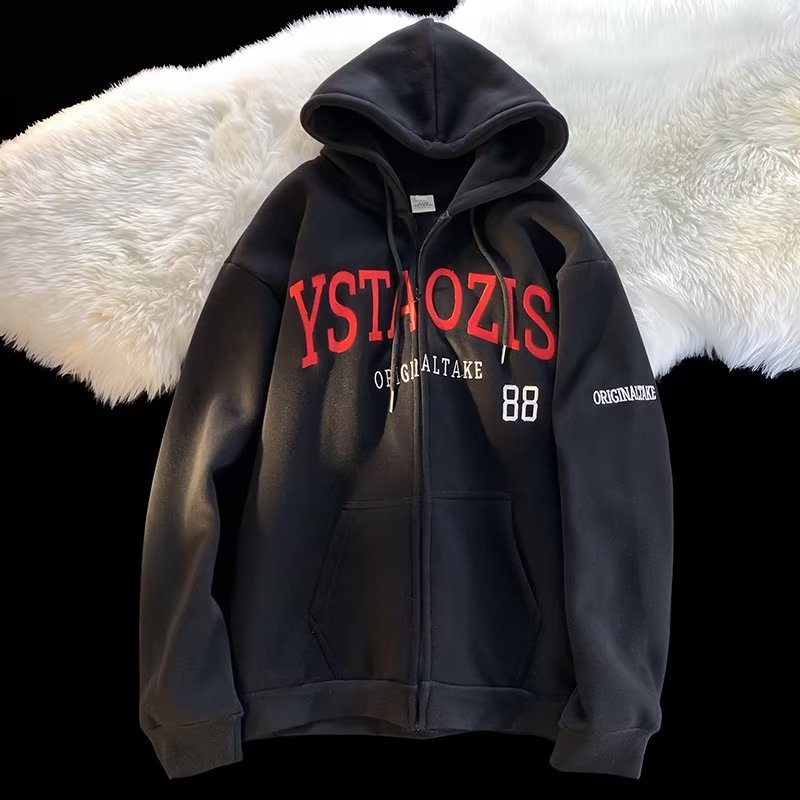 Áo hoodie Dáng Rộng Có Khóa Kéo plus size m-8xl Phong Cách Hàn Quốc Cho Nam Giới