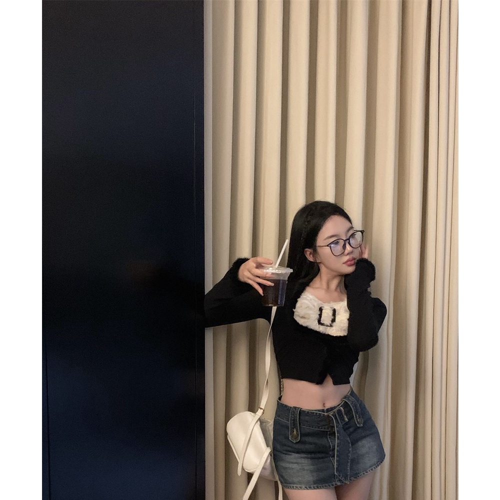 Áo Thun Tay Dài Cổ Vuông Dáng Ôm Thời Trang Cho Nữ