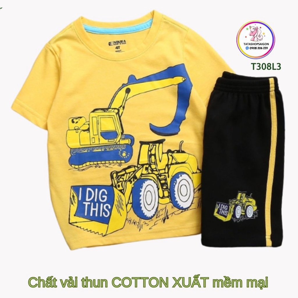 Đồ Bộ Cho Bé Trai 11-40 Kg Cotton Chính Phẩm In Hoạt Hình Hot Trend Mềm Mịn Mát  Set Quần Áo Trẻ Em 1-12 Tuổi T308