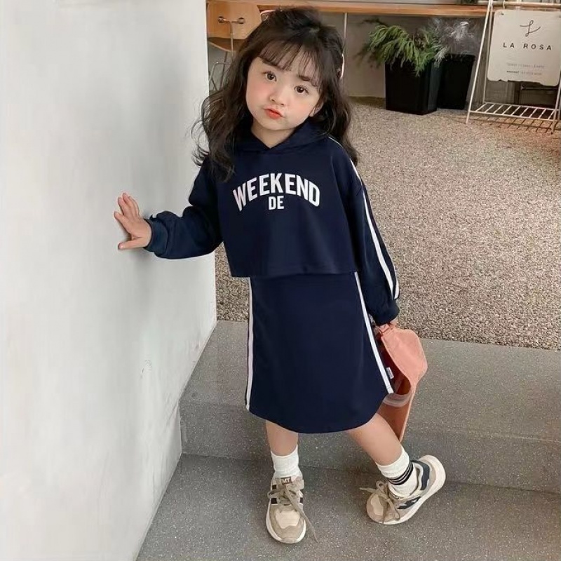 Áo Thun Tay Dài In Chữ Màu Sắc Tương Phản Phong Cách Thời Trang Xuân Thu Dành Cho Bé Gái