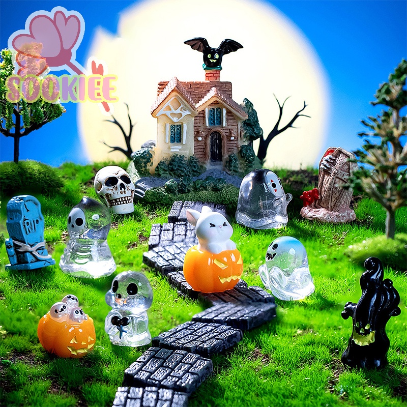 Tượng mini Bằng Nhựa resin Thủ Công Trang Trí Vườn Thần Tiên Bí Ngô Ma Quỷ Dơi Ma Bí Ngô Dễ Thương Trang Trí Tiểu Cảnh halloween