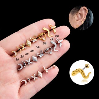  1 Khuyên Tai Hình Rắn   Bướm   Trái Tim   Bướm   Quả Cầu pinna helix Bằng Thép Không Gỉ Đính Đá zircon 