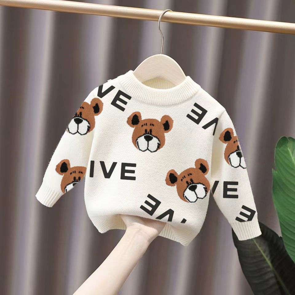 Áo Sweater Nhung Dệt Kim Thời Trang Thu Đông Hàn Quốc Mới 2023 Dành Cho Bé Trai Và Bé Gái