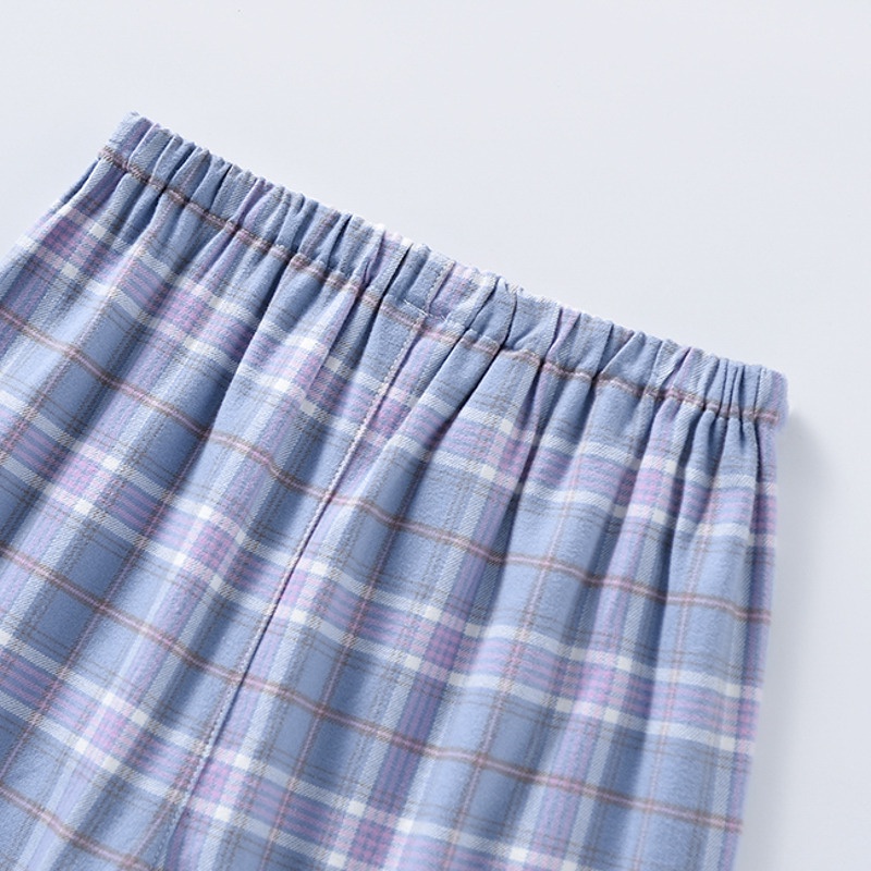 Sản Phẩm Tốt Bộ Đồ Ngủ cotton flannel Dày Màu Sắc Phong Cách Nhật Bản muji Cho Cặp Đôi Mùa Thu Đông