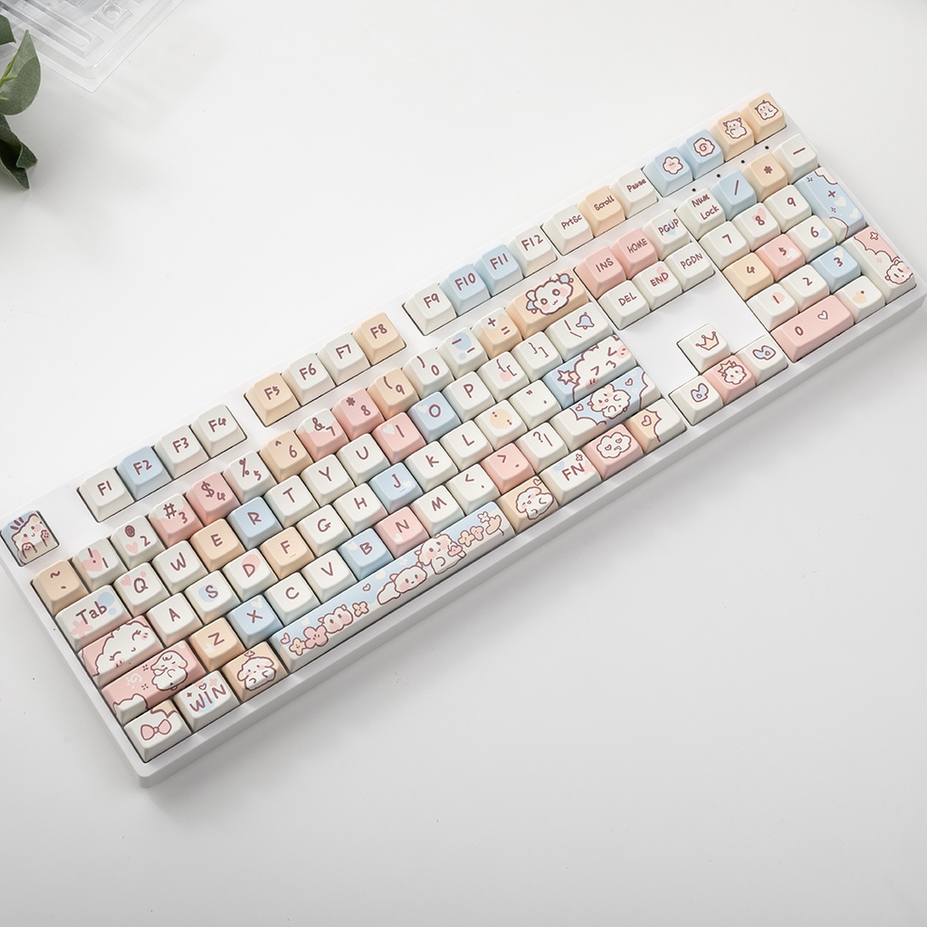 Cừu Keycaps Cherry/MDA Profile Cô Gái Dễ Thương Hoạt Hình PBT DYE SUB Bàn Phím Cơ Keycap