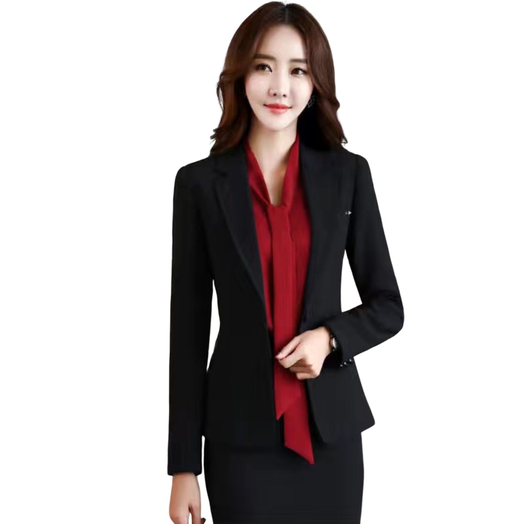 Áo Khoác blazer Tay Dài Màu Trơn Cài Một Hàng Nút Thời Trang Xuân Thu Cho Nữ