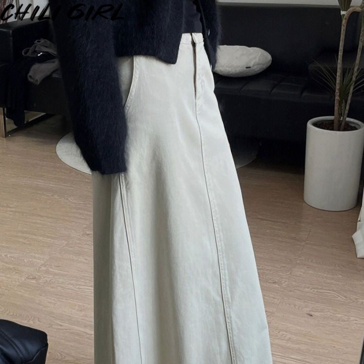HUAYUZHI Chân váy jean váy nữ thời trang Hàn Phong Đơn giản xu hướng WSQ2393BZ8 39Z230926
