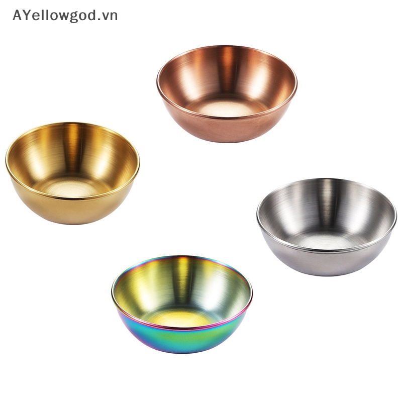 Đĩa Tròn Bằng Thép Không Gỉ Đựng Nước Sốt Gia Vị Màu Vàng vn