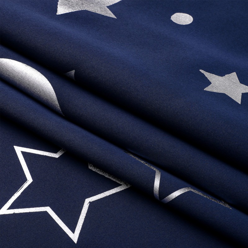 Rèm Cửa Cách Nhiệt In Hình Trăng Sao Màu Bạc Cho Phòng Ngủ Của Bé Trai