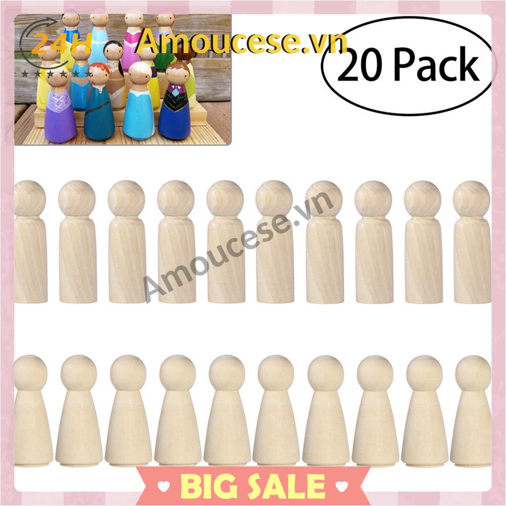 Bộ 20 Búp Bê Gỗ Tự Sơn Hình Người Đàn Ông Chưa Hoàn Thiện