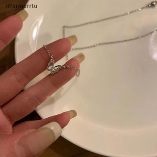 Vòng cổ bạc mặt hình bướm đính đá pha lê thanh lịch cho nữ
