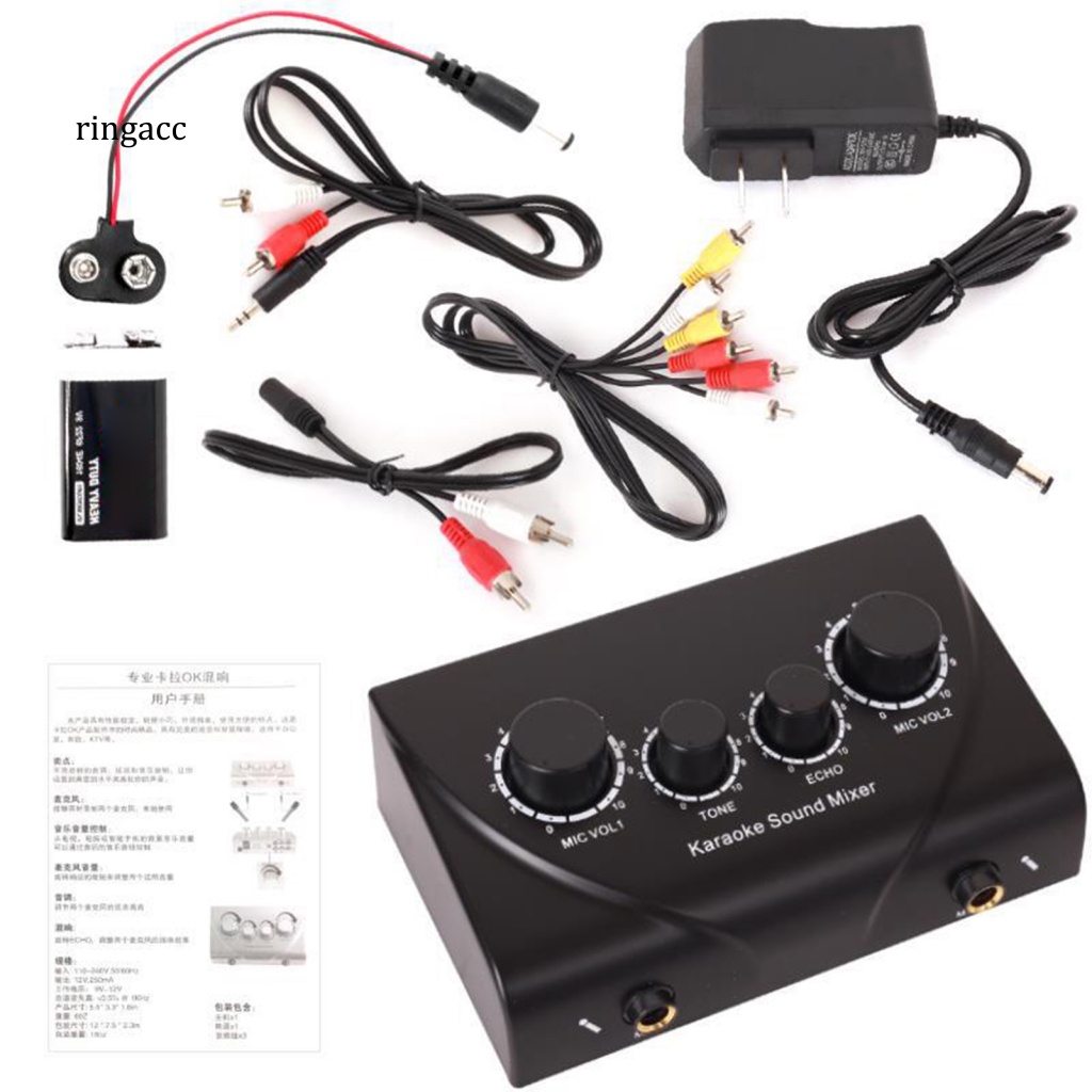 Rga Bộ Khuếch Đại Micro karaoke echo Hai mic mini Chuyên Nghiệp Cho Điện Thoại / Máy Tính