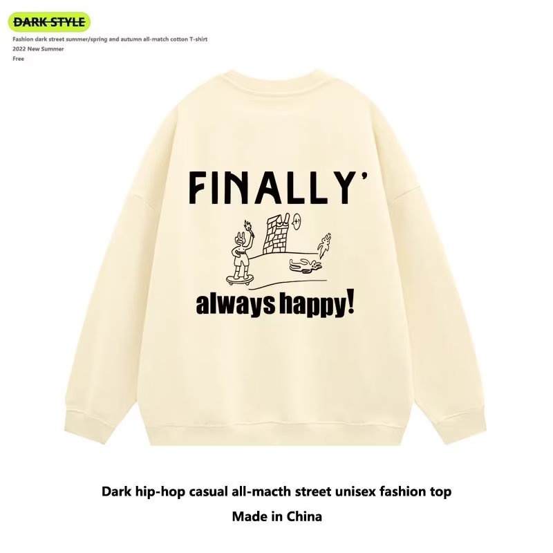 Áo Nỉ Cổ Tròn Dáng Rộng In Hình Sau Lưng Phong Cách Đường Phố Mỹ Thời Trang Mùa Thu 2023 Dành Cho Nam Nữ