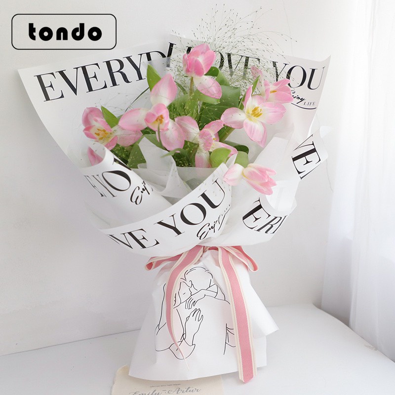 Tập 20 Tờ Giấy Gói Hoa In Chữ Love You - Loại Dày Đẹp