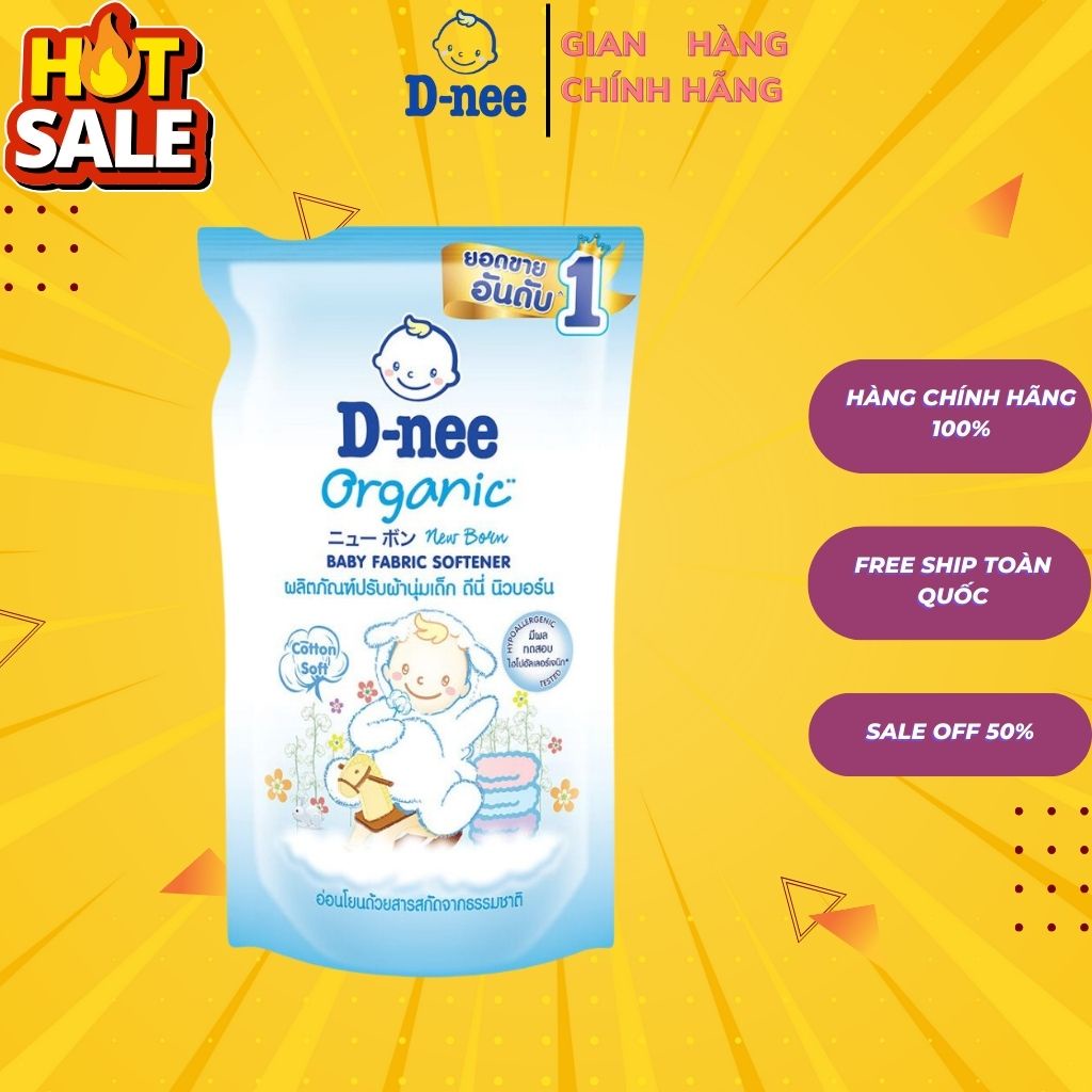 ComBo 3 Túi Nước Xả Làm Mềm Vải Cho Bé Dnee New Born 550ml