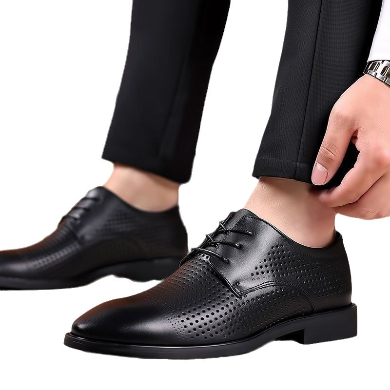 Plover Giày Da Đế Mềm Đục Lỗ Thoáng Khí Thời Trang Mùa Hè Cho Nam