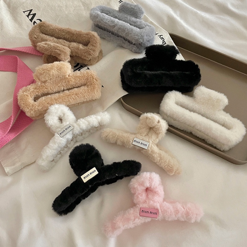 Kẹp Tóc Lông Nhung 13cm Thời Trang Thu Đông Phong Cách Hàn Quốc Dành Cho Nữ