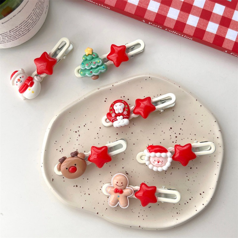 Kẹp Tóc Nhiều Kiểu Dáng Đơn Giản Màu Kem Giáng Sinh y2k Hình Ông Già Noel Hoạt Hình Cho Bé Gái