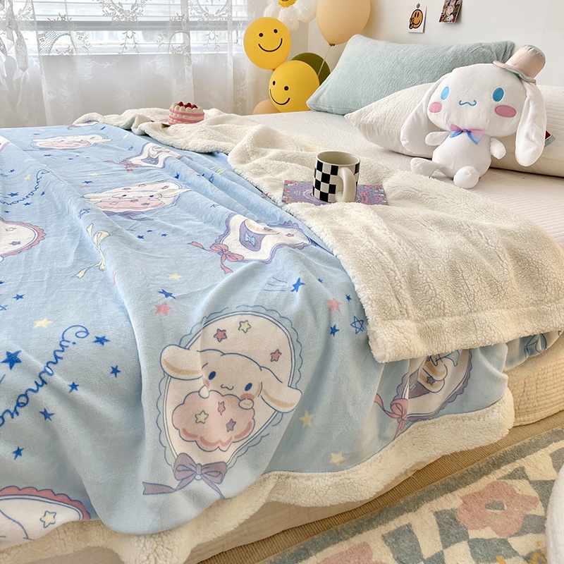 1 Chăn Lông Cừu Chống Tĩnh Điện Đa Năng Có Khóa Kéo In Hoạt Hình kuromi Dễ Thương