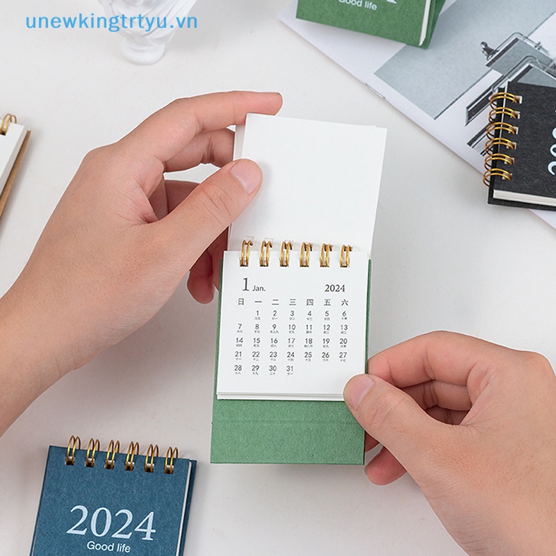 Unewtyu Lịch Năm 2023 / 2024 mini Để Bàn Thiết Kế Đơn Giản Tươi Mới Và Cao Cấp