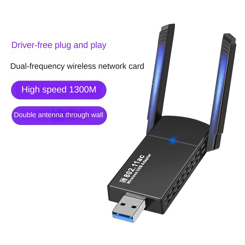 Chip usb Thu Sóng wifi 1300Mbps 2.4g / 5g Băng Tần Kép Cho pc