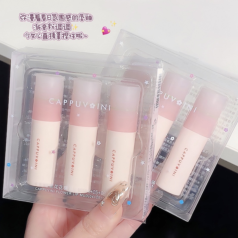 Cappuvini Son Kem Lì Nhung Mịn cappuvini Thiết Kế Vỏ Son Hình Bông Hoa Nhỏ Xinh Xắn