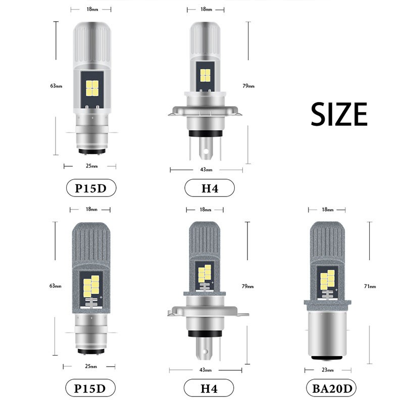 Đèn pha LED P15D H4 6000k siêu sáng cao cấp cho xe máy - YKD