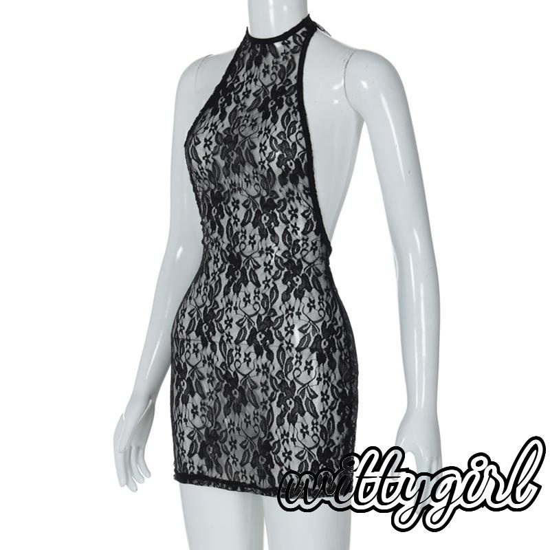 Đầm mini Hai Dây Phối Ren Lưới Xuyên Thấu Thời Trang Mùa Hè Quyến Rũ Cho Nữ