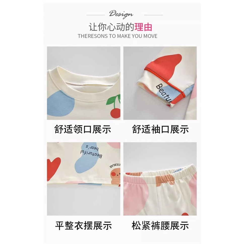 Bộ Đồ Ngủ Hai Mảnh Tay Dài In Họa Tiết Hoạt Hình Dễ Thương Thời Trang Xuân Thu Cho Bé Gái