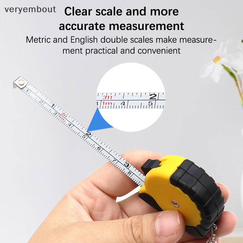 Ut Thước Dây Kép mini 1m Bằng Thép Mềm Có Móc Khóa Đa Năng
