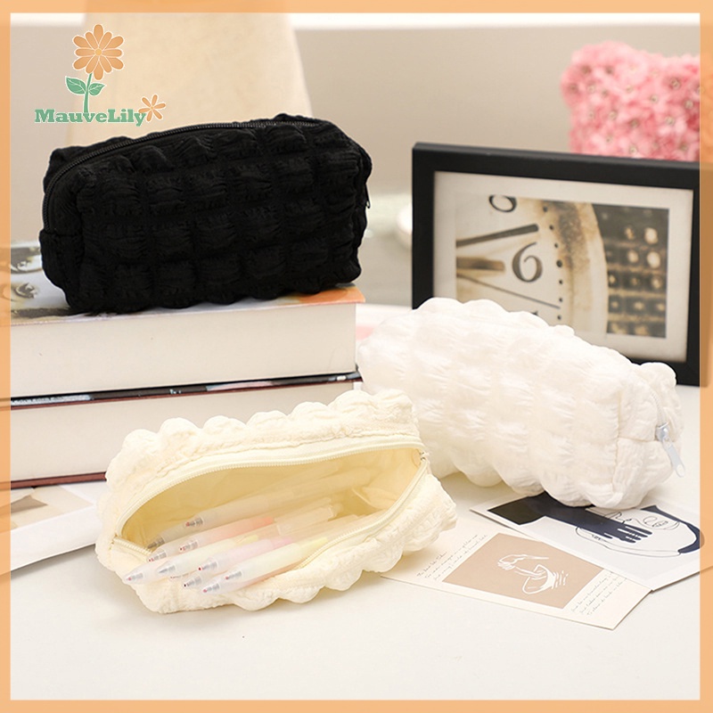 Túi Đựng Bút / Đồ Trang Điểm Bằng Vải Bông Dễ Thương Có Khóa Kéo