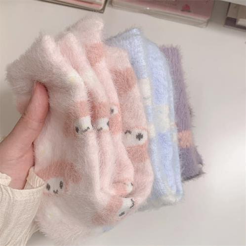 ☢ Vớ nhung Sanrio Kawaii Kuromi Mymelody Cinnamoroll Tất sang trọng Tất ngủ dày giữ ấm Quà tặng Giáng sinh cho bé gái